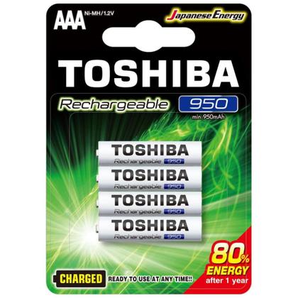 Imagem de Kit 12 Pilhas Recarregáveis AAA 950mAh Toshiba 1.2V Ni-MH TNH3GAE
