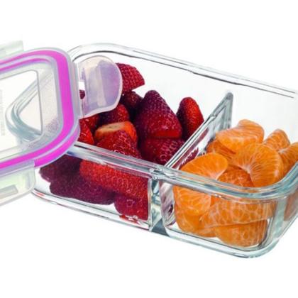 Imagem de Kit 12 Pote de Vidro Hermético Com Divisoria 640ml Marmita