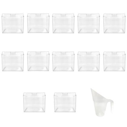 Imagem de Kit 12 Potes Acrílico Quadrado com Tampa 3,3l+ Conchas 300ml