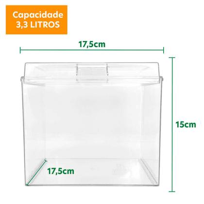 Imagem de Kit 12 Potes Acrílico Quadrado com Tampa 3,3l+ Conchas 300ml