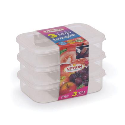 Imagem de Kit 12 Potes Retangulares Para Alimentos Transparente 500ml