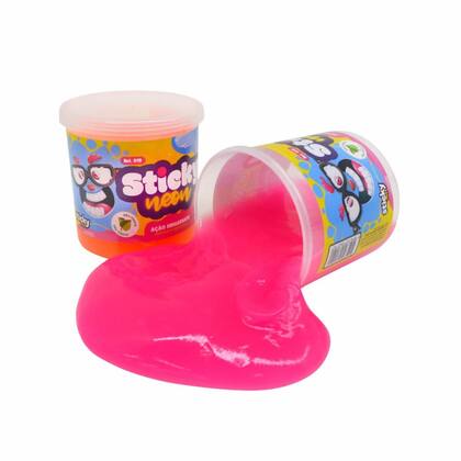 Kit 12 Potes Slime Sticky Neon 130g Lembrancinha Festa - Sticky