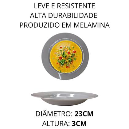 Imagem de Kit 12 Pratos Fundo em Melamina Refeição 23cm Festa Buffet