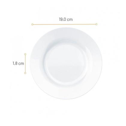 Imagem de Kit 12 Pratos Opaline Menu Sobremesa 19cm Vidro Branco Nadir