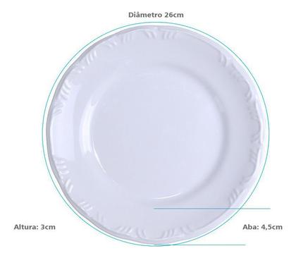Imagem de Kit 12 Pratos Rasos Porcelana Schmidt Pomerode 2a Linha