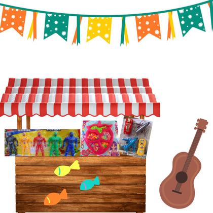 Imagem de kit 12 prendas festa junina para pescaria brinquedos infantil prêmio doação boneca carrinho para barraquinha 