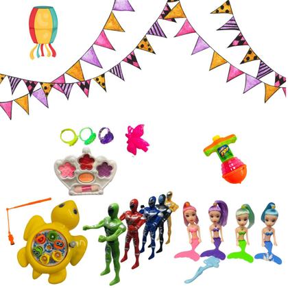 Imagem de kit 12 prendas festa junina para pescaria brinquedos infantil prêmio doação boneca carrinho para barraquinha 