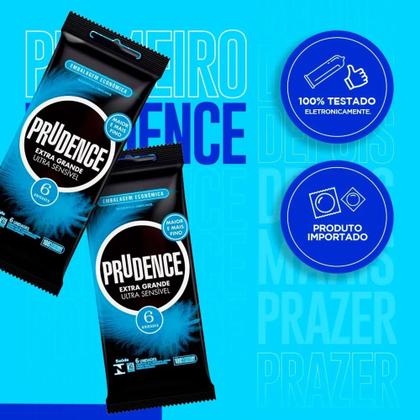 Imagem de Kit 12 Preservativo Camisinha Extra Grande Ultra Sensível Prudence 56mm