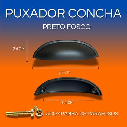 Imagem de Kit 12 Puxador Concha Rustico P/ Gavetas Armários Móveis