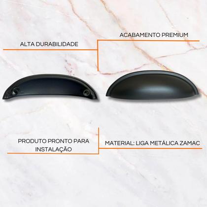 Imagem de Kit 12 Puxador Concha Rustico P/ Gavetas Armários Móveis