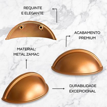 Imagem de Kit 12 Puxador Modelo Concha alta qualidade 50mm