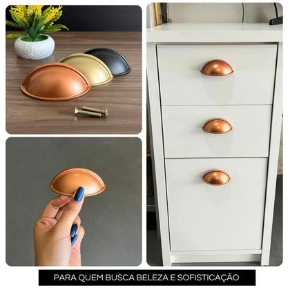 Imagem de Kit 12 Puxador Modelo Concha alta qualidade 50mm