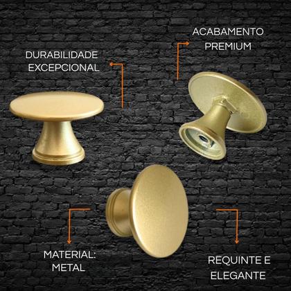 Imagem de Kit 12 Puxador para Móveis, Gaveta, Armário, Dourado Fosco, em Metal Resistente