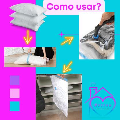 Imagem de kit 12 Saco A Vacuo Vac Bag Com Bomba 50X60cm Viagem Mala