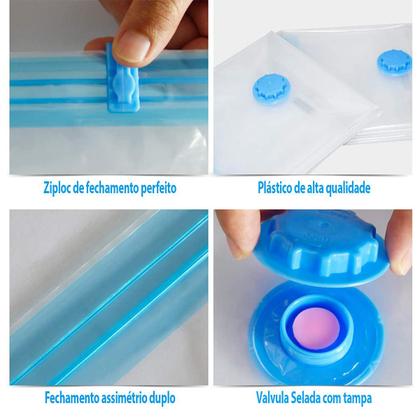 kit 12 Saco A Vacuo Vac Bag Com Bomba 50X60cm Viagem Mala - Magnow Imagem de kit 12 Saco A Vacuo Vac Bag Com Bomba 50X60cm Viagem Mala