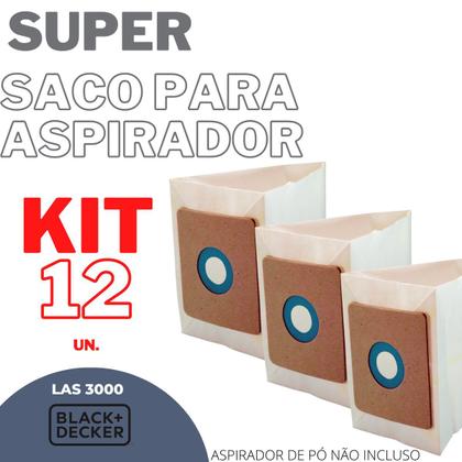 Imagem de Kit 12 Saco Coletor de Pó P/Aspirador Black&Decker LAS3000