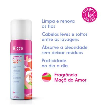 Imagem de Kit 12 Shampoos a Seco Maçã do Amor 50ml Compacto Antioleosidade Ricca
