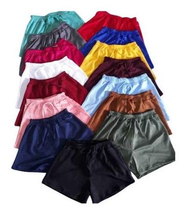 Imagem de Kit 12 Shorts Soltinho Malha Canelada Plus Size  G1 G2 G3