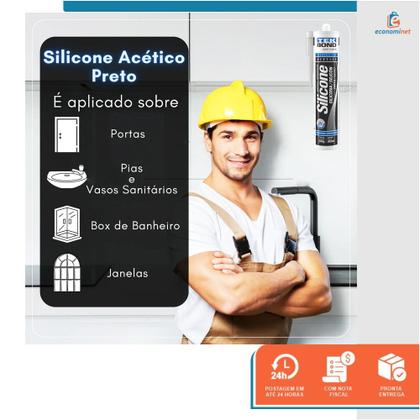 Imagem de Kit 12 Silicone Vedação Veda Pia Louça Preto 280g