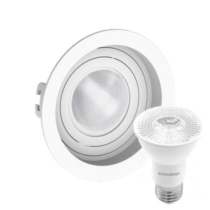 Imagem de Kit 12 Spot Embutir Redondo Recuado Par20 Branco + Lâmpada Led 4,8w 2700k