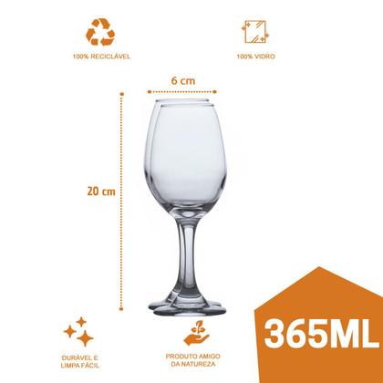 Imagem de Kit 12 Taça de Vinho para Degustação 365ml Vinho Agua Luxo