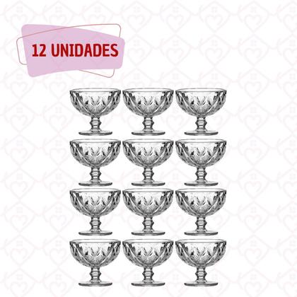 Imagem de Kit 12 Taças Sobremesa 335mL Diamante Transparente Elegante