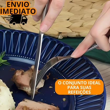Imagem de Kit 12 Talheres Talher Inox Premium Garfo E Faca Refeição Restaurante Lanchonete Cozinha Buffet