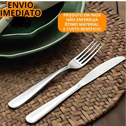 Imagem de Kit 12 Talheres Talher Inox Premium Garfo E Faca Refeição Restaurante Lanchonete Cozinha Buffet