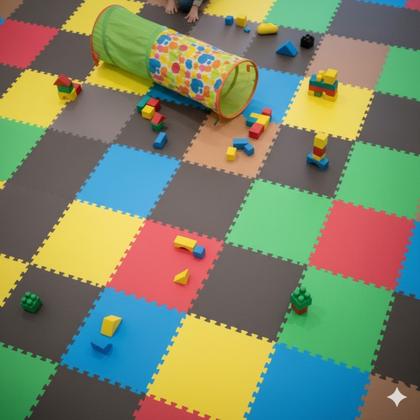 Imagem de Kit 12 Tapete Infantil Quarto Antiderrapante Grande EVA 3m² Medida 50X50X1 CM por Placa Linha Econômica Colorido Bebê Criança Infantil Interativo