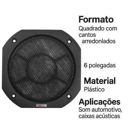 Imagem de Kit 12 Telas Alto Falante 6 Polegadas Com Parafusos Proteção