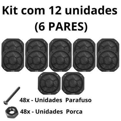 Imagem de Kit 12 Telas Alto Falante 6 Polegadas Com Parafusos Proteção