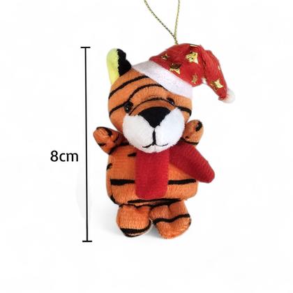 Imagem de Kit 12 Tigrinhos Natalinos Gorro Cachecol Pelucia 8cm