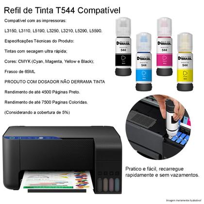 Imagem de Kit 12 tintas Para Epson T544 L3150, L3110, L5190, L3250, L3210, L5290, L5593