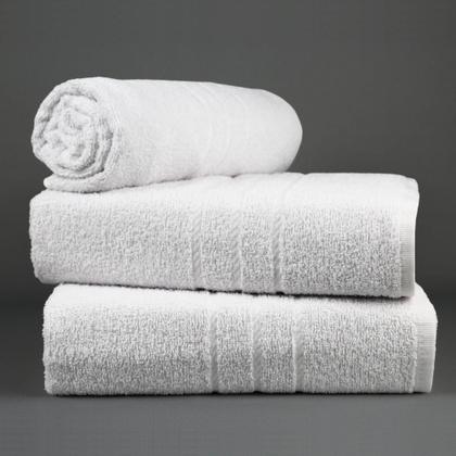 Imagem de Kit 12 Toalhas de Banho Para Hotel Cristal Reforçada Atacado - Branca