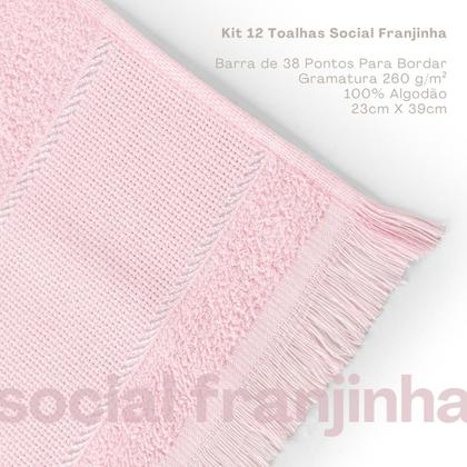 Imagem de Kit 12 Toalhinhas de Lavabo 100 Algodão com Franjas para Bordar