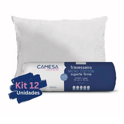 Imagem de Kit 12 Travesseiros a Vácuo Cotton Plus 180 Fios Suporte Extra Firme 50x70cm  Camesa