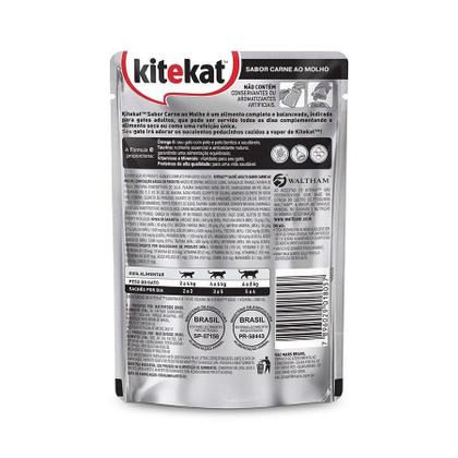 Imagem de Kit 12 Un. Ração Úmida Kitekat Sachê Gatos Adultos Carne Ao