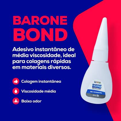 Imagem de Kit 12 Un Super Cola Barone Super Bond Madeira Papel Borracha 3g