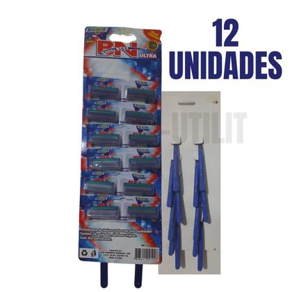 Imagem de Kit 12 Unidades Barbeador com 3 Lâminas Antialérgicas Lubrificantes Descartável Ultra Premium para Depilação e Barba