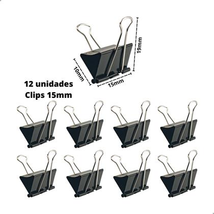 Imagem de Kit 12 Unidades Clips Borboleta Prendedor De Papel Binder 15/19/25/32/41/51mm Preto