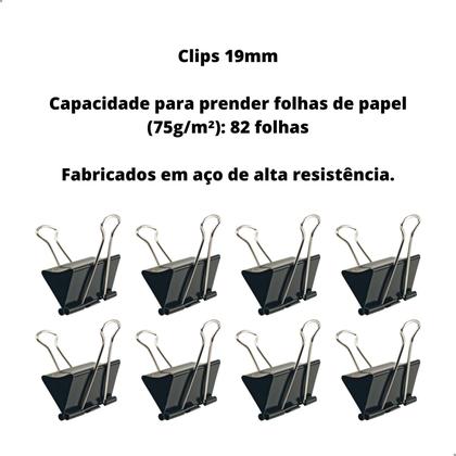 Imagem de Kit 12 Unidades Clips Borboleta Prendedor De Papel Binder 15/19/25/32/41/51mm Preto