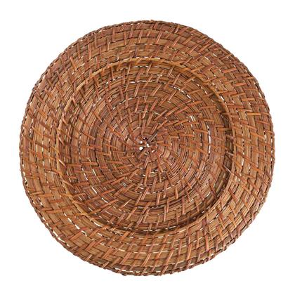 Imagem de Kit 12 Unidades Sousplat Redondo Marrom Rattan 32Cm Rafimex