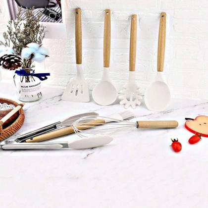 Imagem de Kit 12 Utensílios de Cozinha Peças Jogo de   em Silicone Completo  Antiaderente