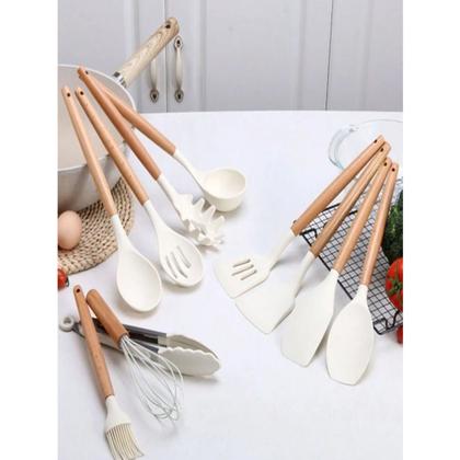 Imagem de Kit 12 Utensílios de Cozinha Peças Jogo de   em Silicone Completo  Antiaderente