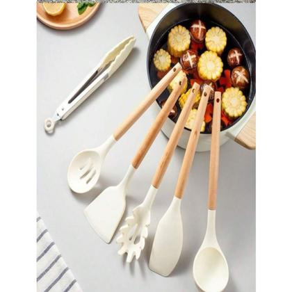 Imagem de Kit 12 Utensílios de Cozinha Peças Jogo de   em Silicone Completo  Antiaderente