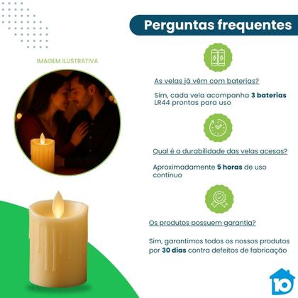 Imagem de Kit 12 Velas LED 7x5cm Chama Tremula Decorativa Ambiente