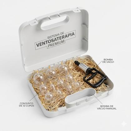 Imagem de Kit 12 Ventosas Acrílico E Aplicador Ventosaterapia Maleta