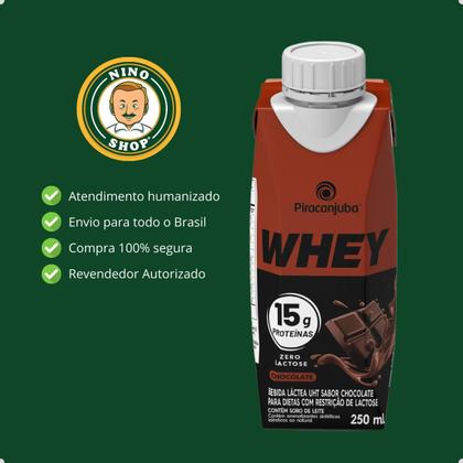 Imagem de Kit 12 Whey Chocolate 15g Piracanjuba Chocolate 250ml - PROX. VENCIMENTO