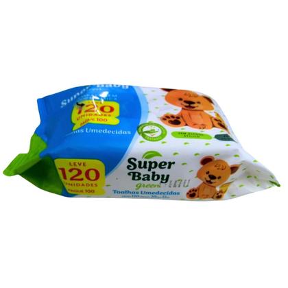 Imagem de Kit 120 unidades de toalha umedecida 20x12 cm super baby