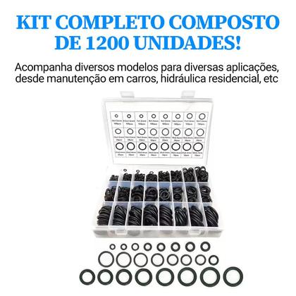 Imagem de Kit 1200 Anéis Vedação O-Ring Borracha Reparo Geral Estojo